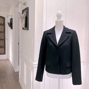 Tahari Women’s Black Cropped Wool Blazer Old Money Parisian Chic Jacket Small